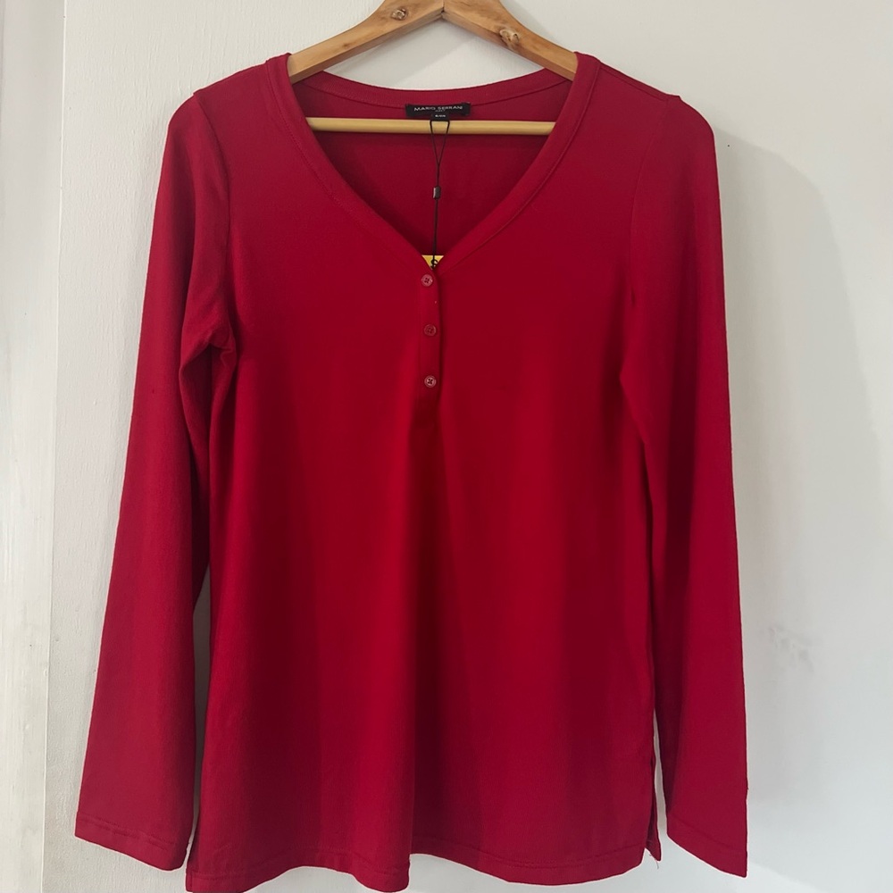 MARIO SERRANI COMFORTABLE FIT RED LONG SLEEVE SHIRT SMALL SIZE